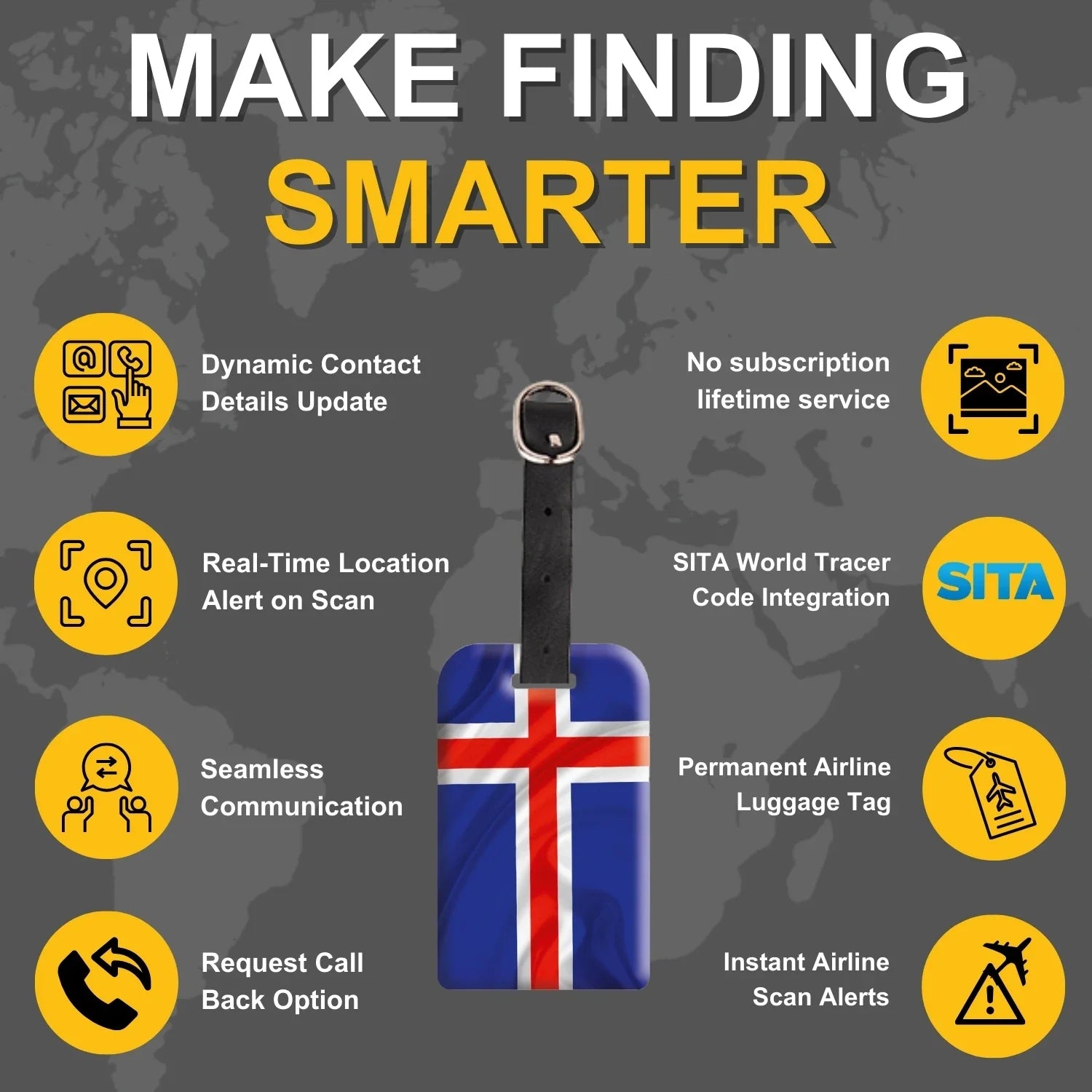 Smart Bag Security Tag -  Iceland Flag [Pack 2]-3