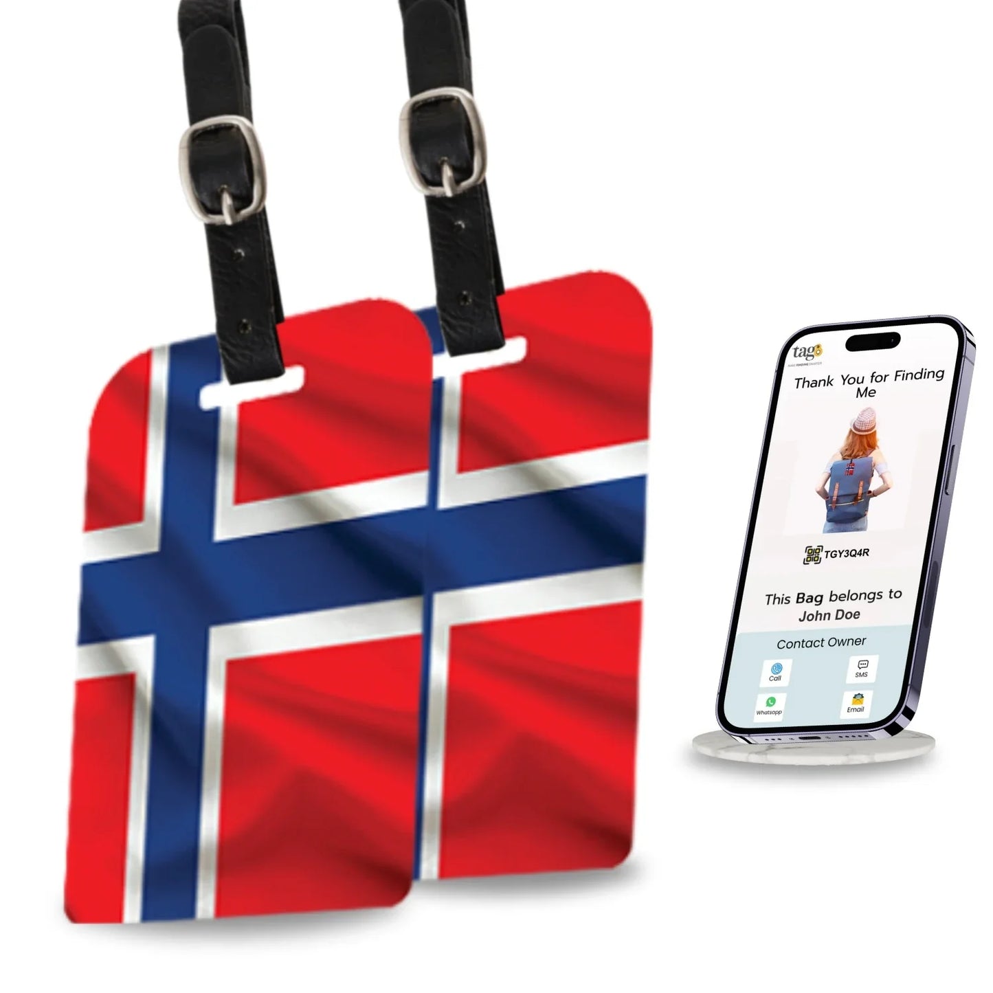 Smart Bag Security Tag - Norway Flag [Pack 2]-0