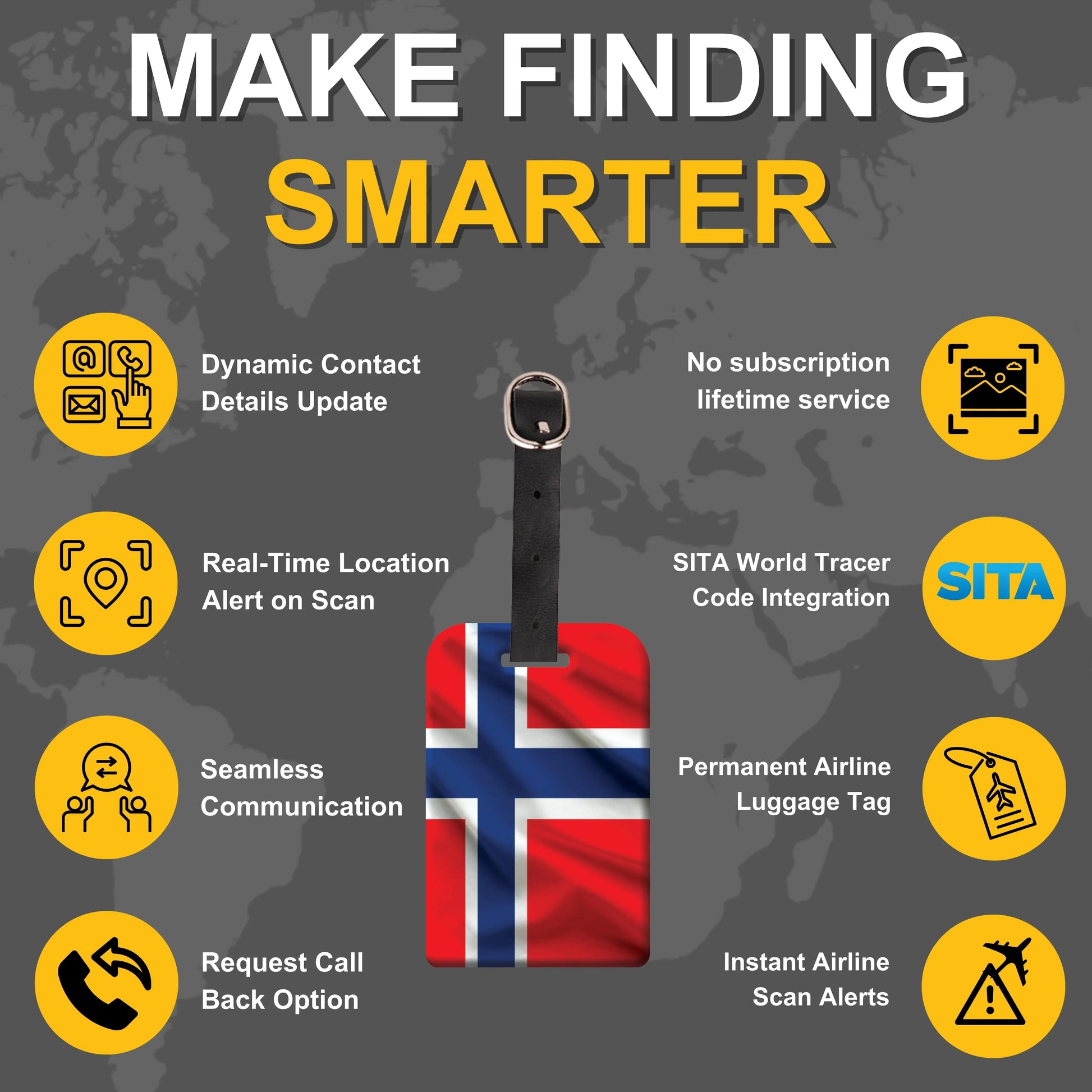 Smart Bag Security Tag - Norway Flag [Pack 2]-3