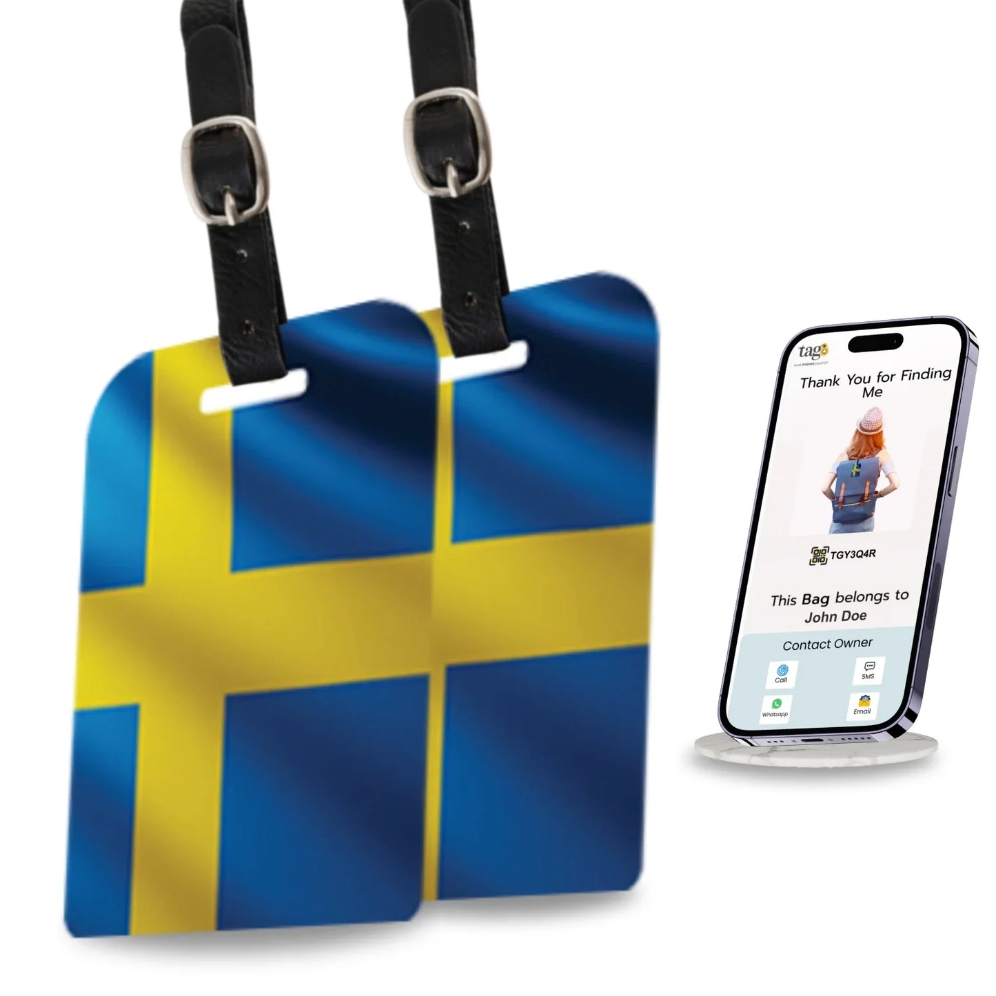 Smart Bag Security Tag - Sweden Flag [Pack 2]-0