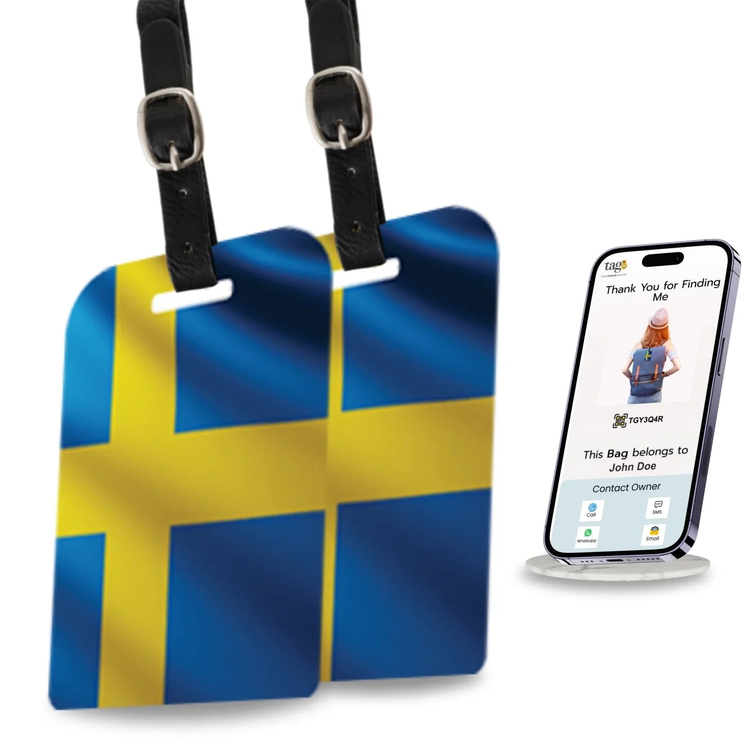 Smart Bag Security Tag - Sweden Flag [Pack 2]-0