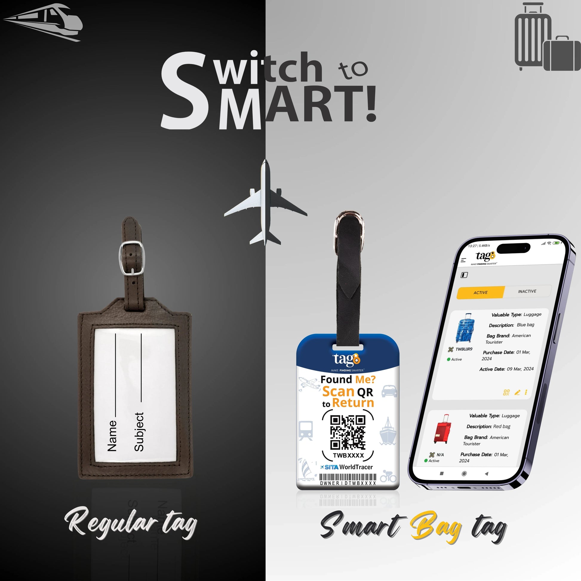 Smart Bag Security Tag - Sweden Flag [Pack 2]-1